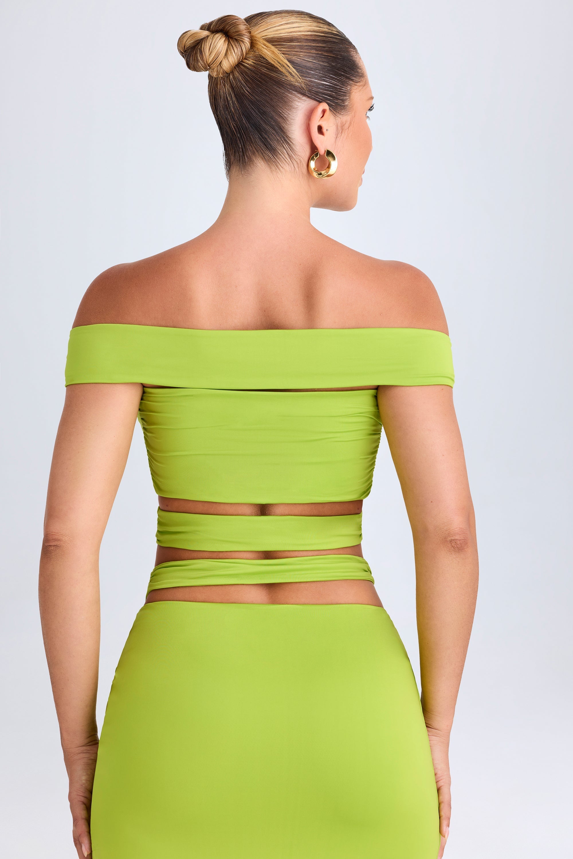 Zene Cut-Out Off-Shoulder Crop Top in Lime Green | Oh Polly Zene Cut-Out Off-Shoulder Crop Top in Lime Green | Oh Polly