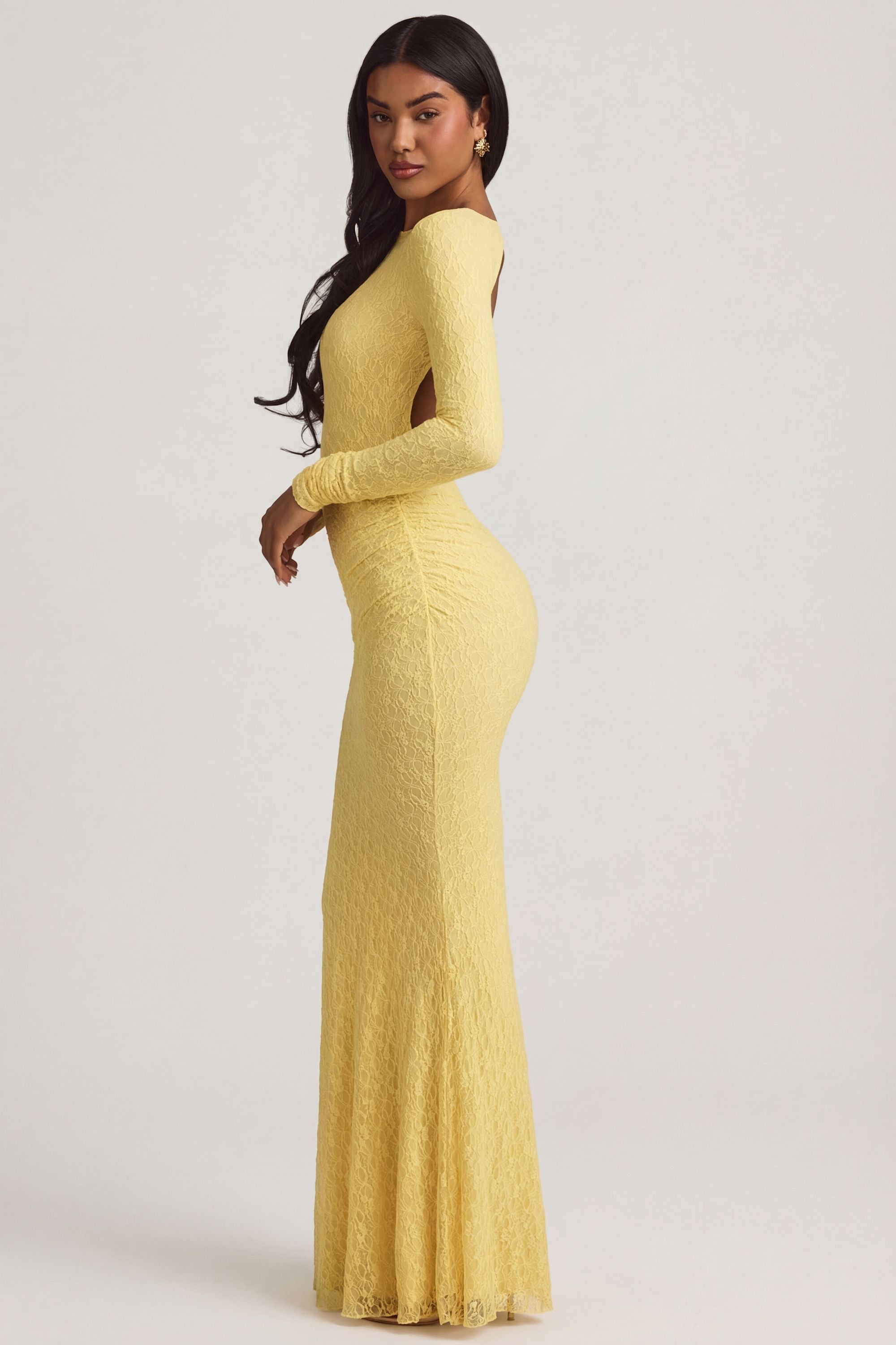 pastel yellow maxi dress with sleeves Kai Long Sleeve Maxi Dress - Butter Yellow - M