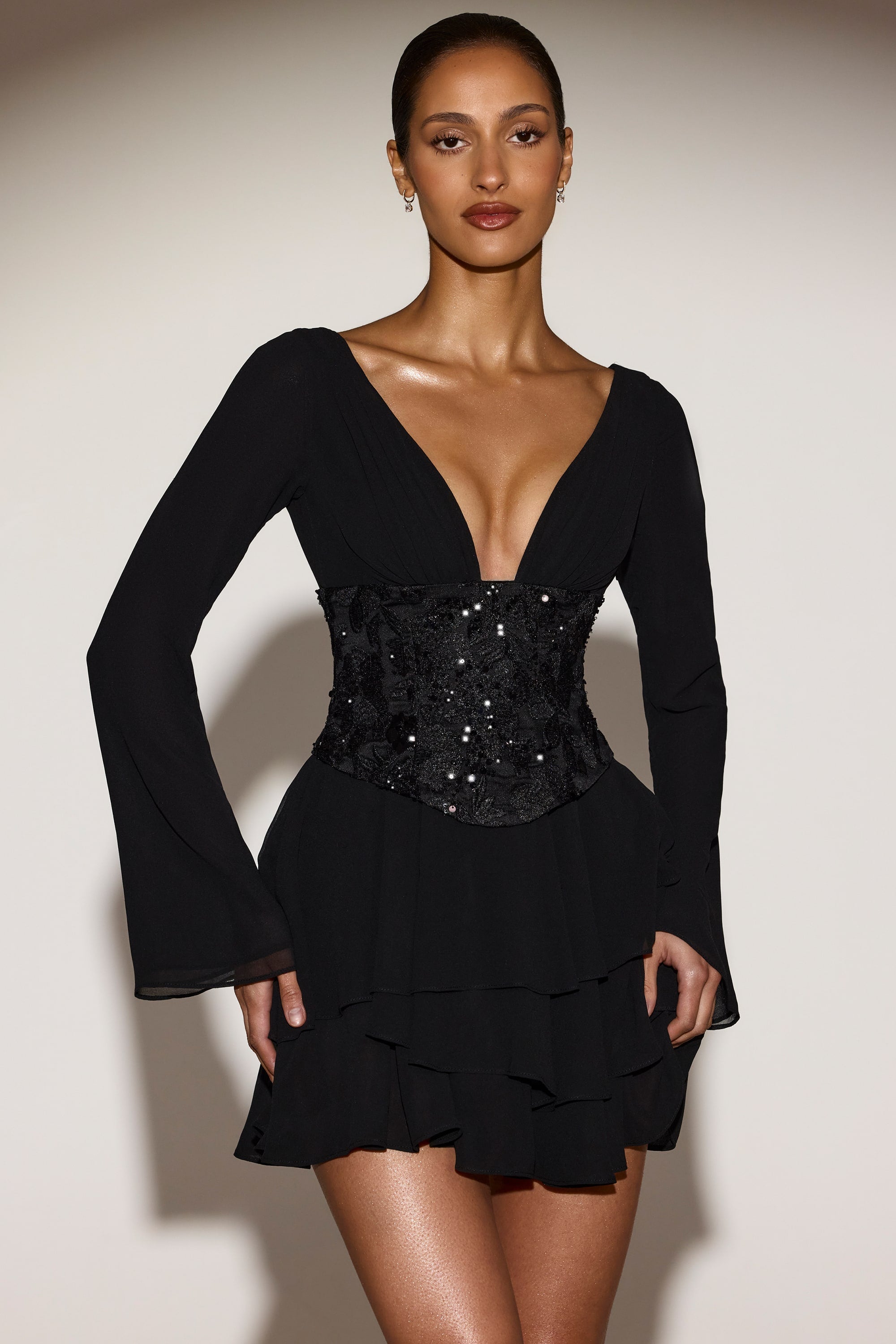 Reinara Embellished Corset Mini Dress in Black | Oh Polly Reinara Embellished Corset Mini Dress in Black | Oh Polly