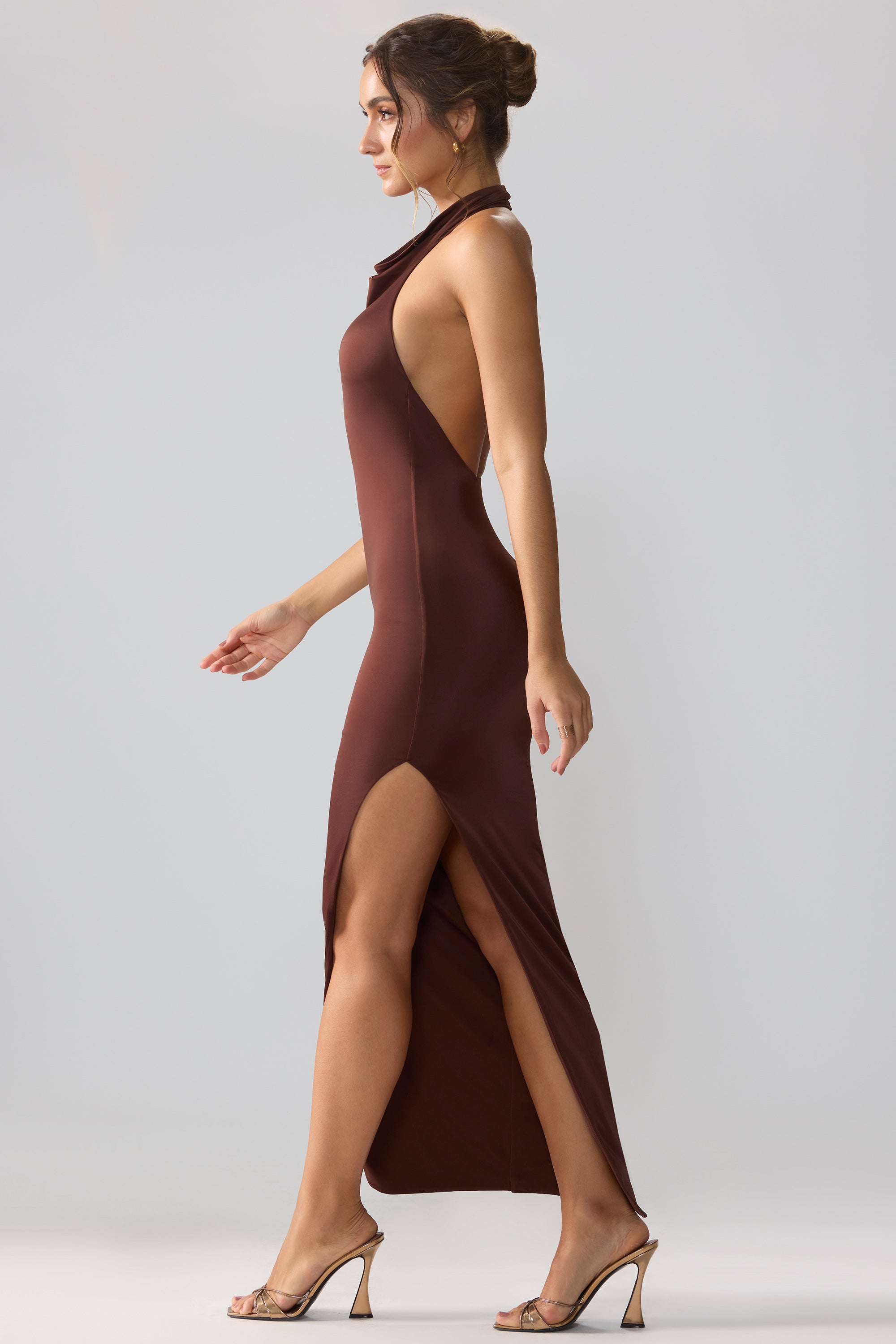 Anise Premium Jersey Cowl Neck Backless Maxi Dress in Brown | Oh Polly Anise Premium Jersey Cowl Neck Backless Maxi Dress in Brown | Oh Polly