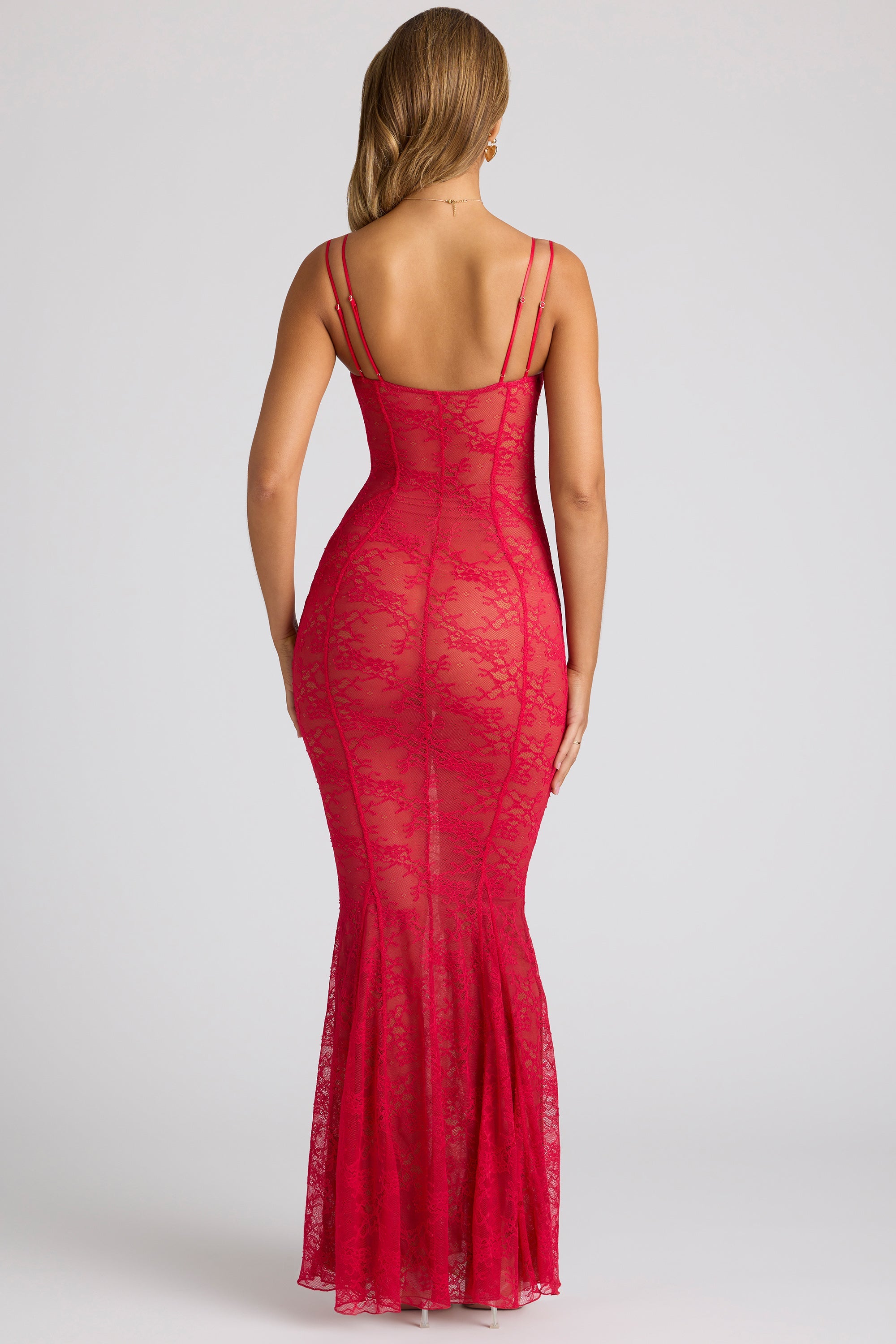 Strapless Red Lace Bodycon Dress