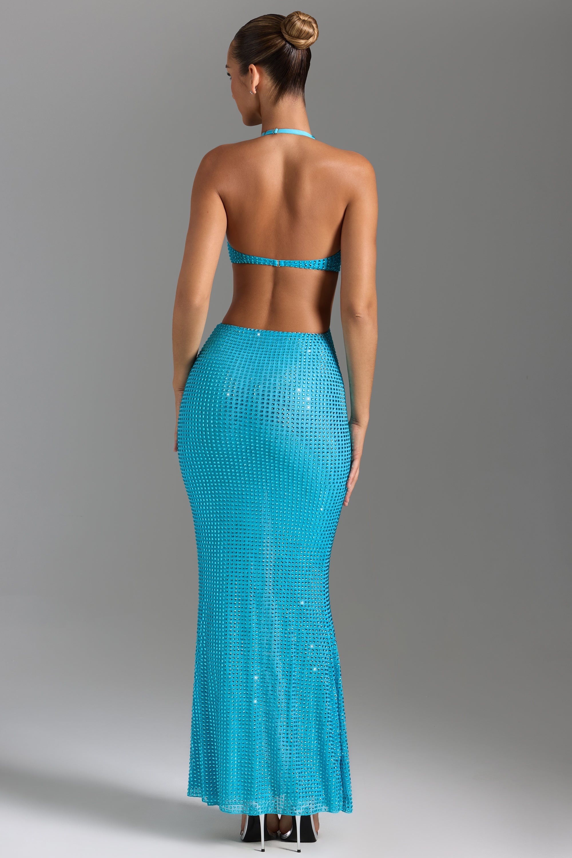 Amberly Embellished Cut-Out Halterneck Maxi Dress in Aqua Blue | Oh Polly Amberly Embellished Cut-Out Halterneck Maxi Dress in Aqua Blue | Oh Polly