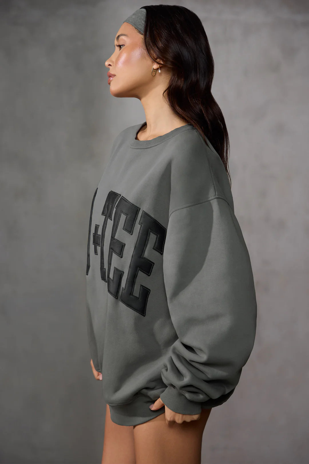New Staples Oversized Sweatshirt in Charcoal Oh Polly