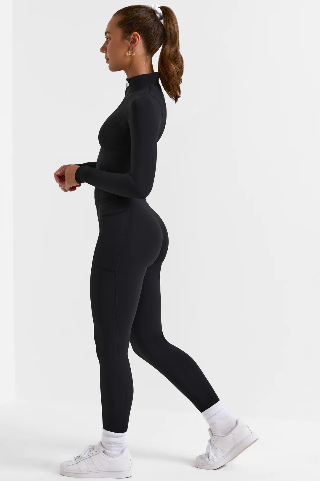 Rally Zip Up Jacket With Side Pockets in Black Oh Polly