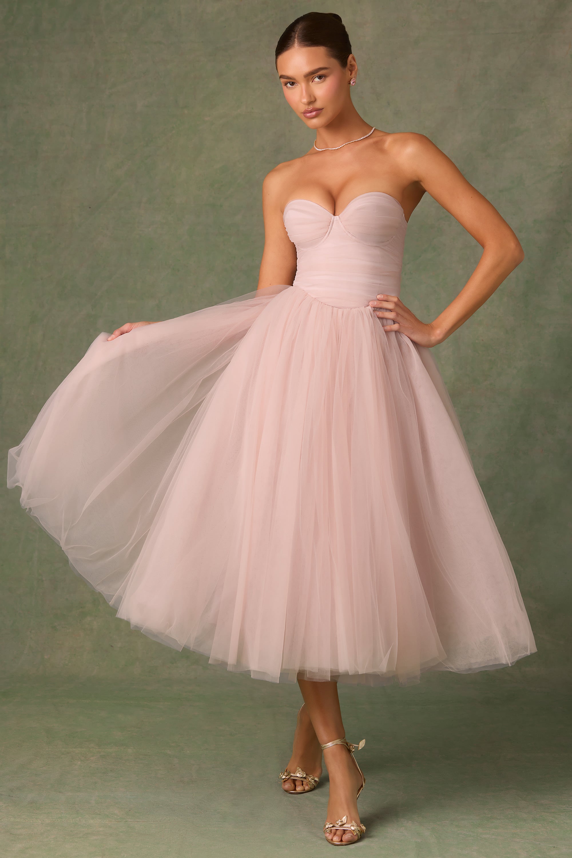 Tulle Corset Midaxi Dress in Dusty Rose Tulle Corset Midaxi Dress in Dusty Rose