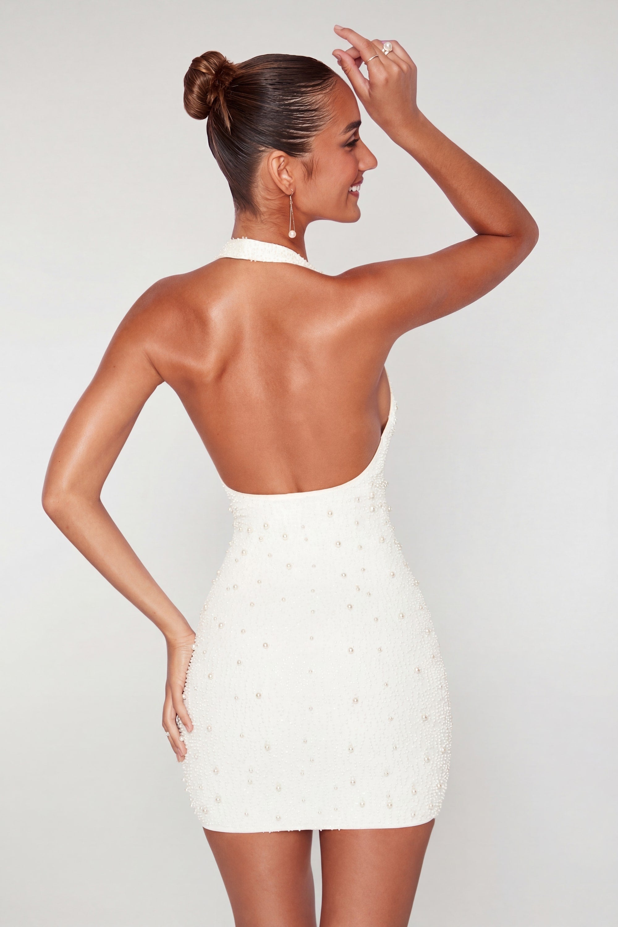 drop a glint embellished mini dress in white Drop a glint embellished mini dress' Worn once