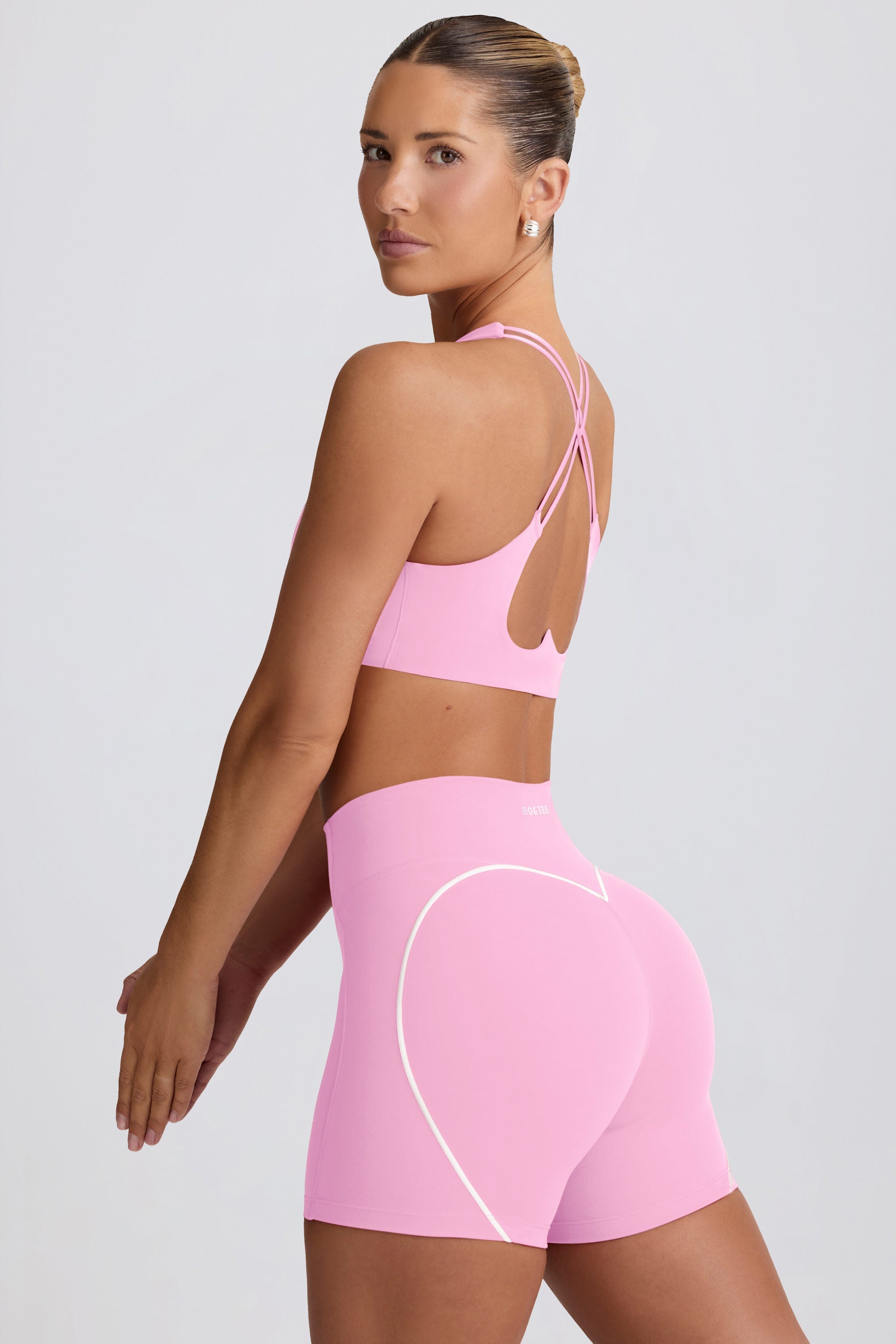 Soft Active Mini Shorts in Baby Pink Oh Polly - Main Image