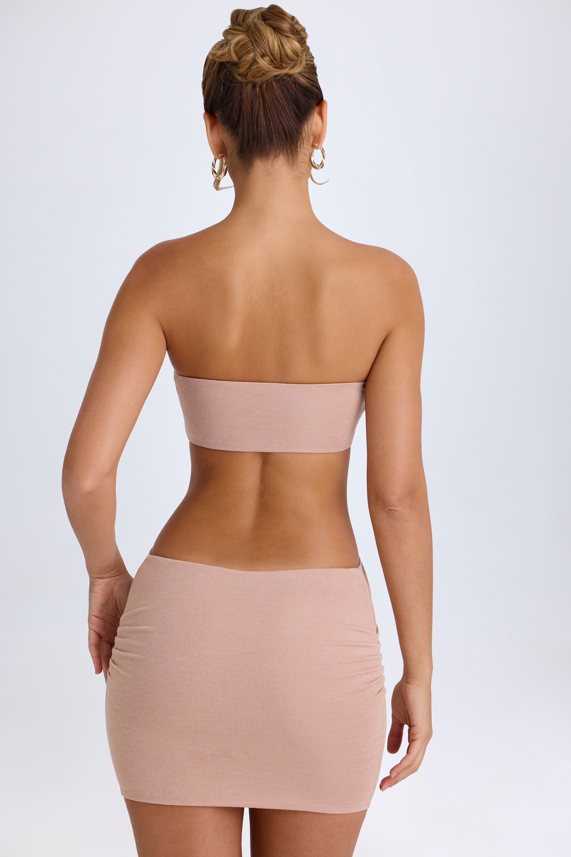 Bandeau Cut-Out Mini Dress in Warm Peach