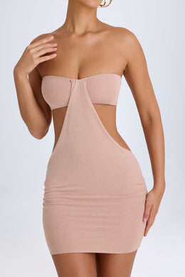 Bandeau Cut-Out Mini Dress in Warm Peach