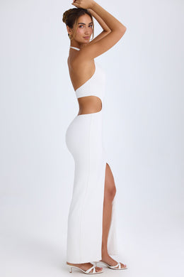 Cut-Out Halterneck Maxi Dress in White