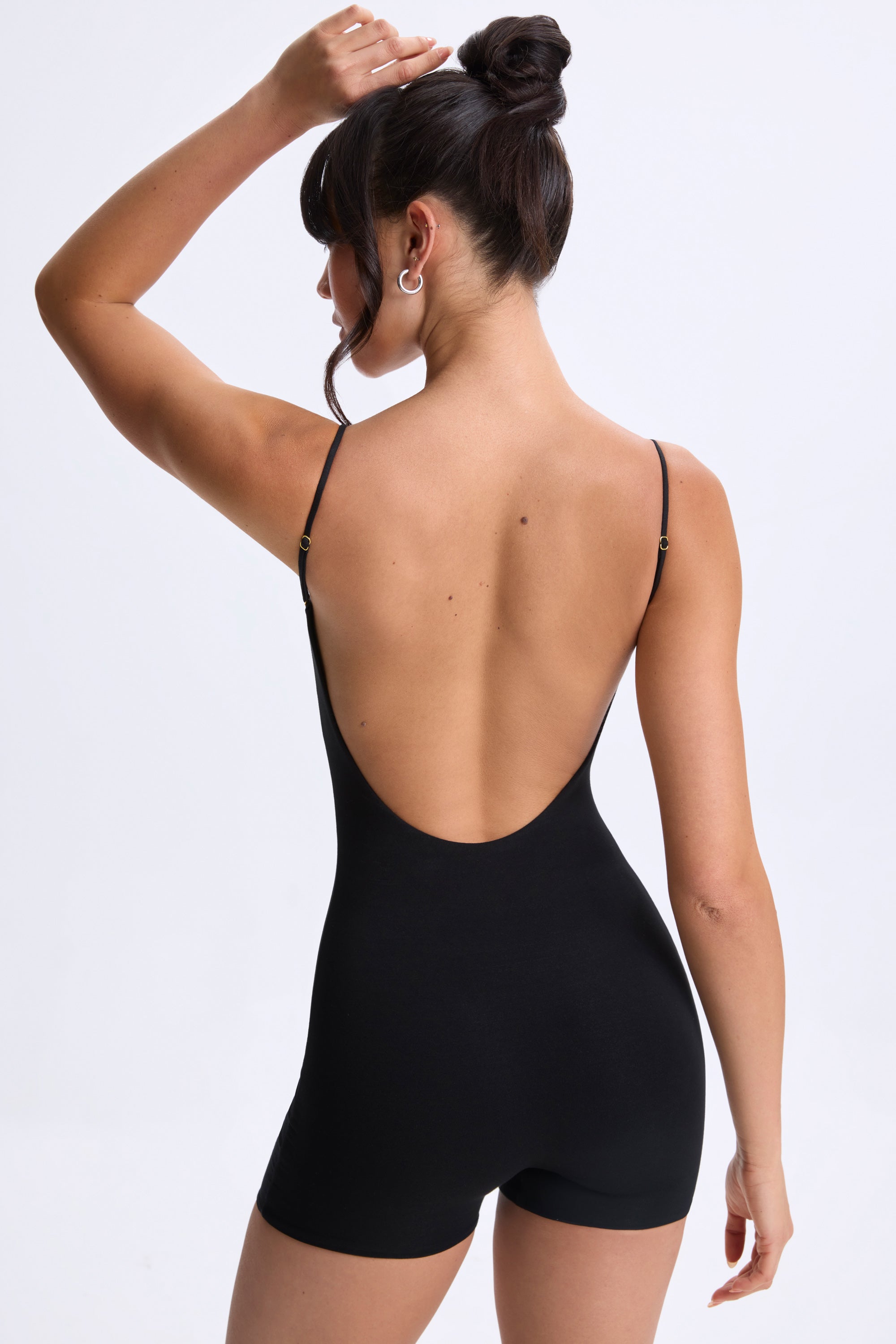 Sweetheart-Neck Low-Back Unitard in Black