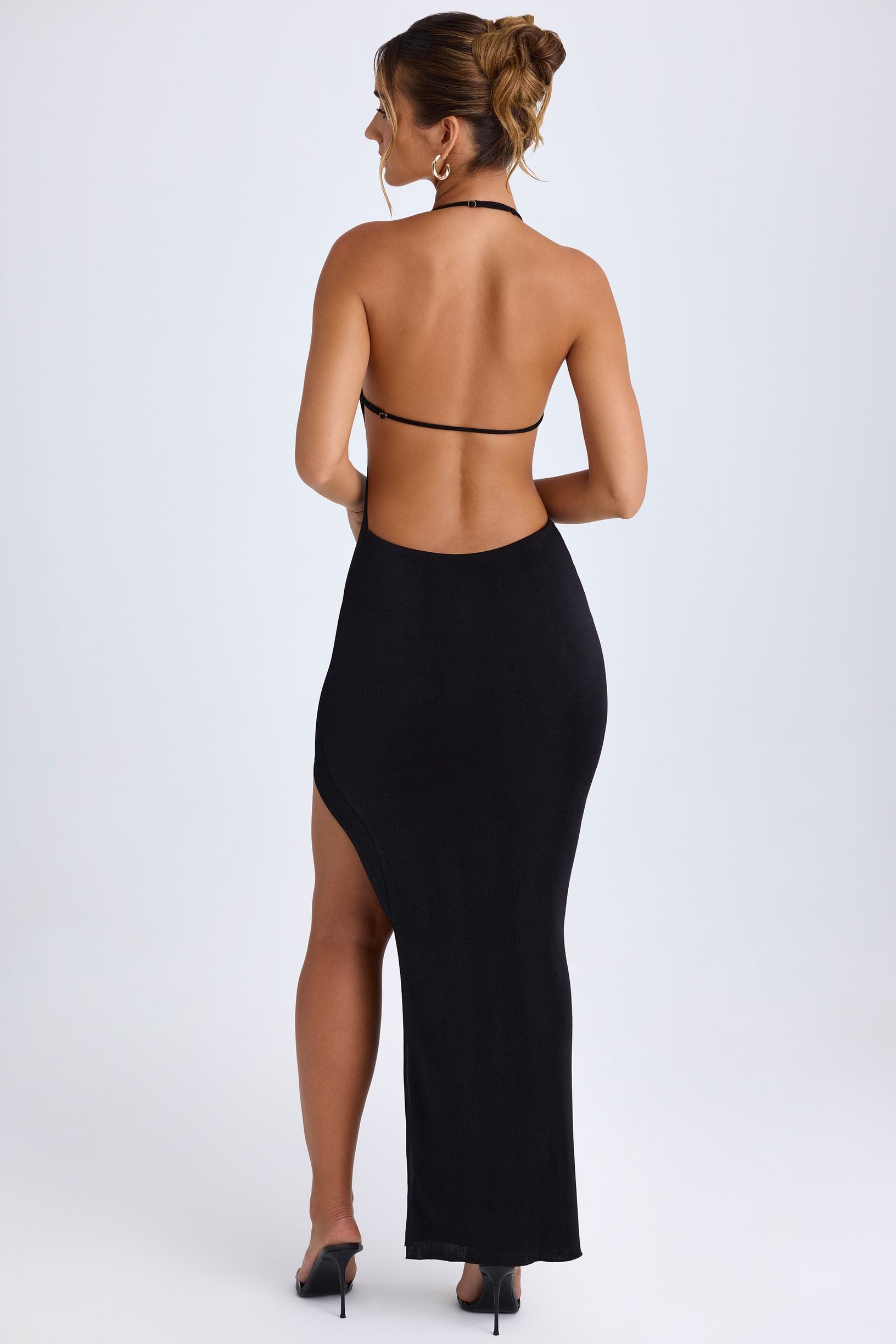 Cut-Out Halterneck Maxi Dress in Black - 2