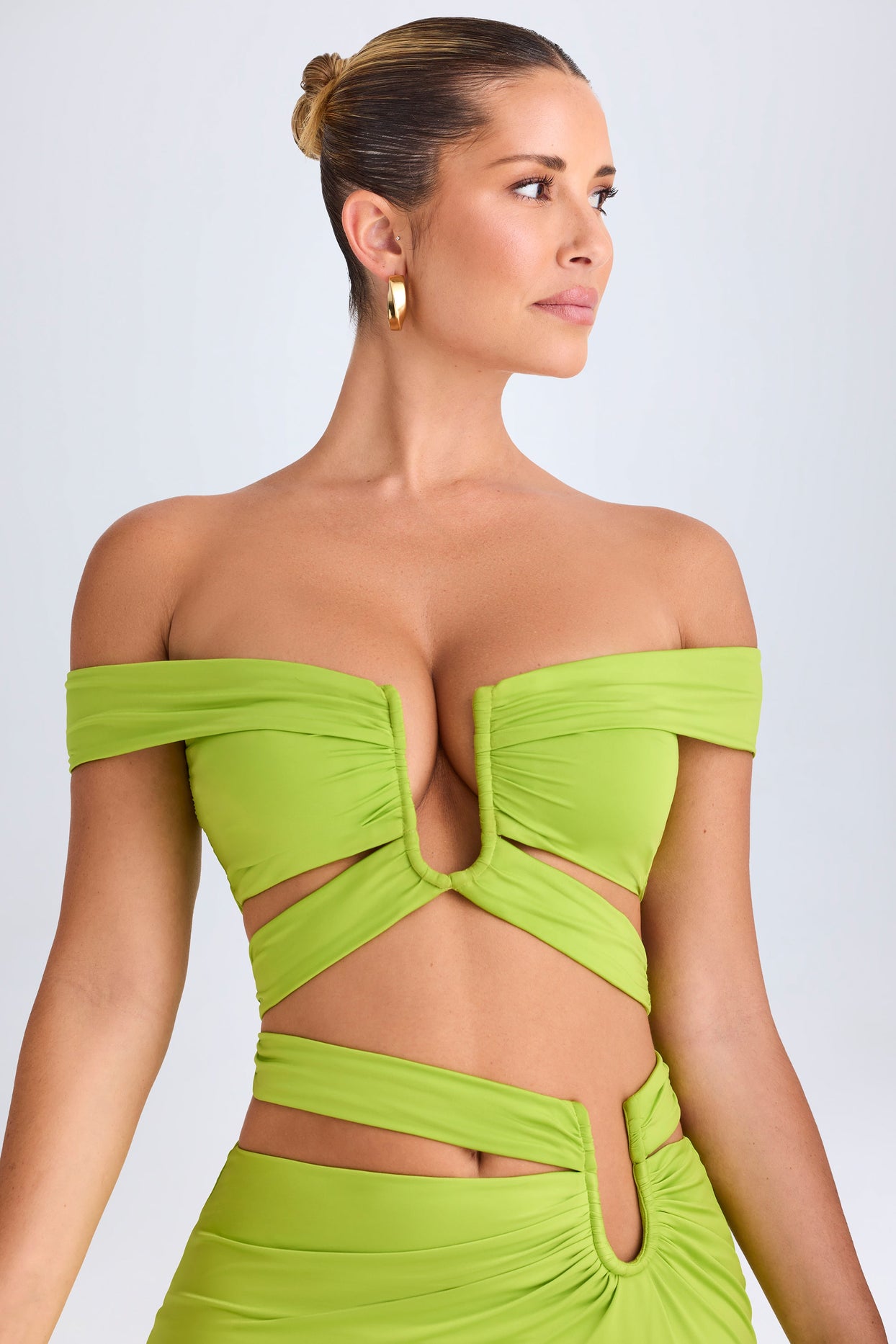 Zene Cut-Out Off-Shoulder Crop Top in Lime Green | Oh Polly Zene Cut-Out Off-Shoulder Crop Top in Lime Green | Oh Polly