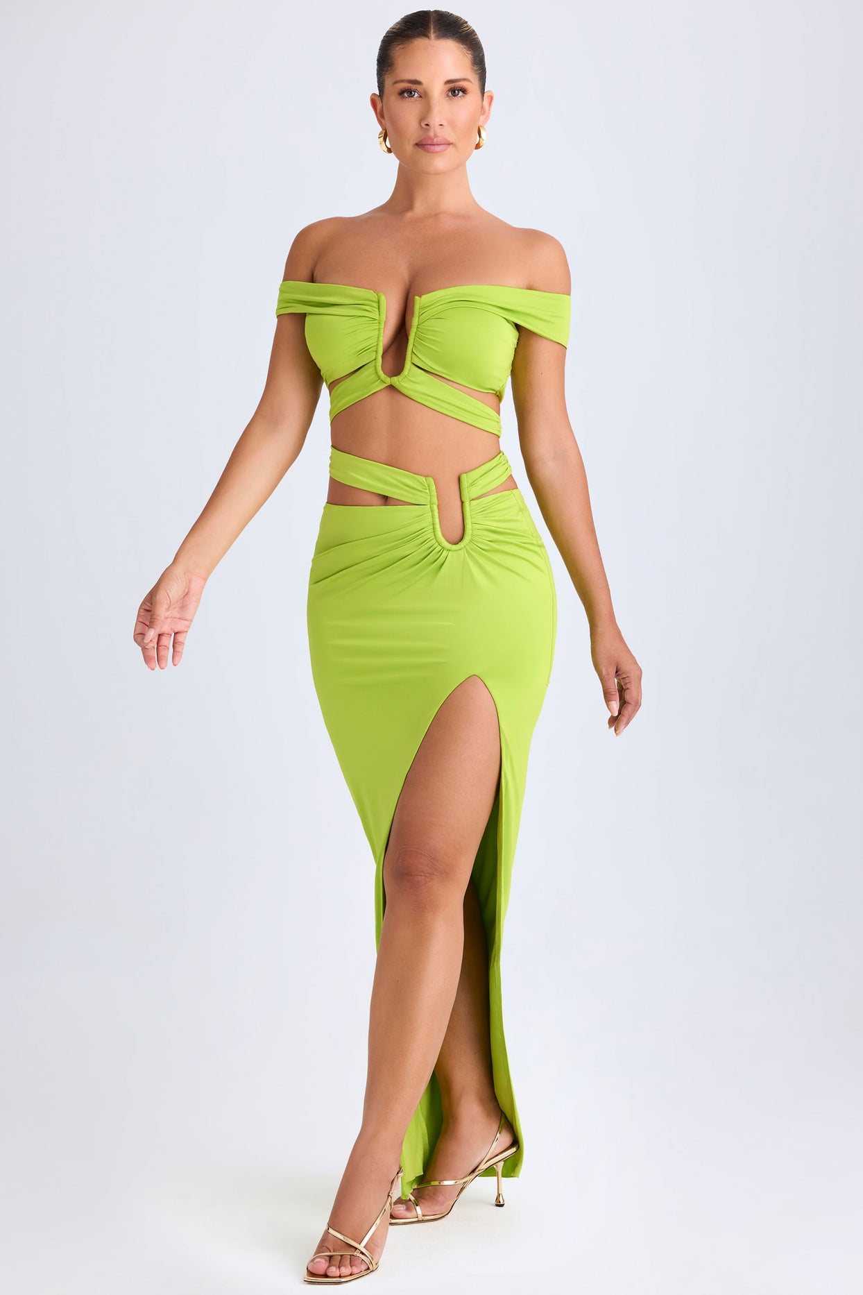 Zene Cut-Out Off-Shoulder Crop Top in Lime Green | Oh Polly Zene Cut-Out Off-Shoulder Crop Top in Lime Green | Oh Polly