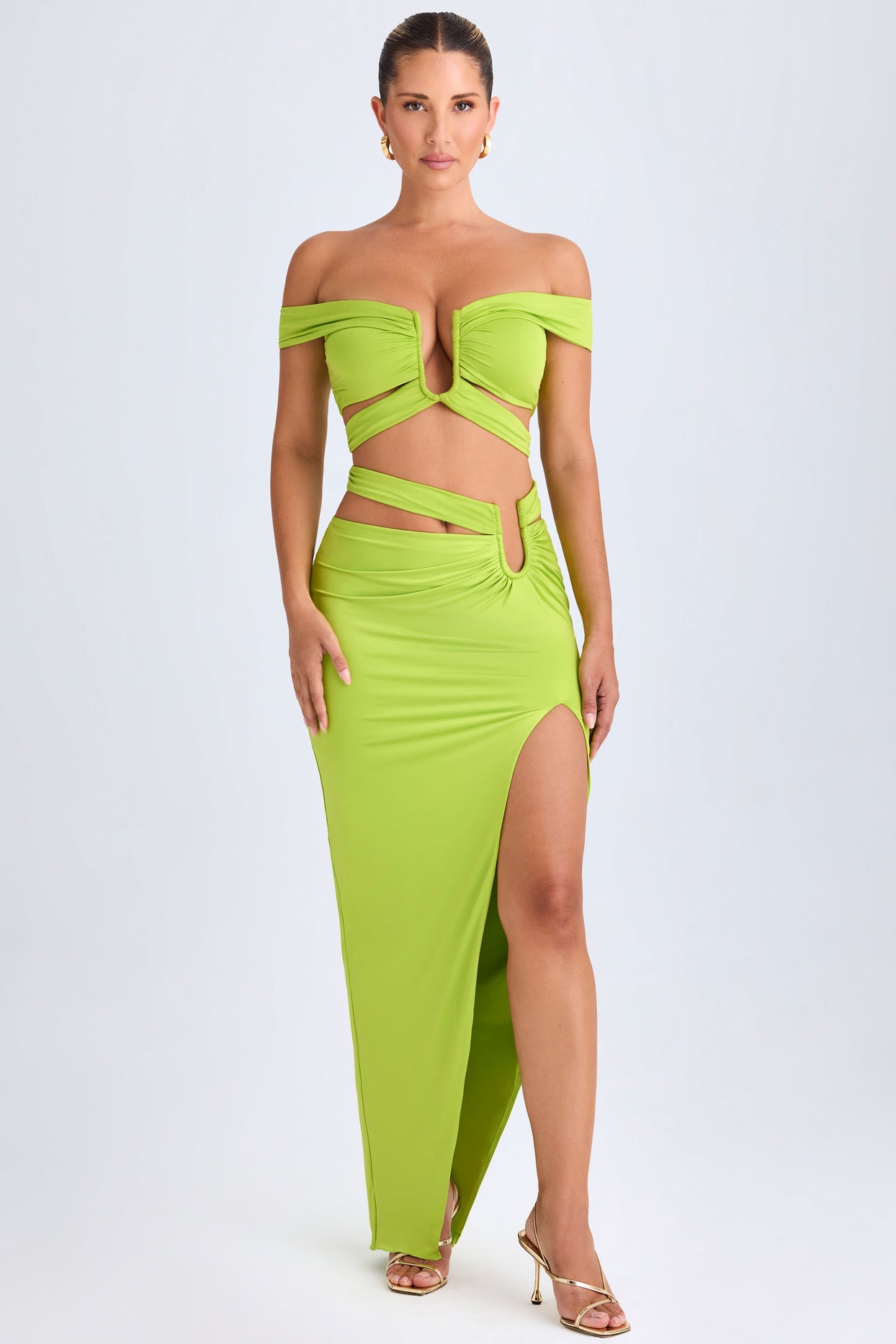 Zene Cut-Out Off-Shoulder Crop Top in Lime Green | Oh Polly Zene Cut-Out Off-Shoulder Crop Top in Lime Green | Oh Polly