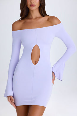 Off-Shoulder Cut-Out Mini Dress in Soft Lilac