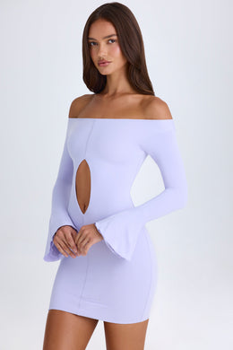 Off-Shoulder Cut-Out Mini Dress in Soft Lilac