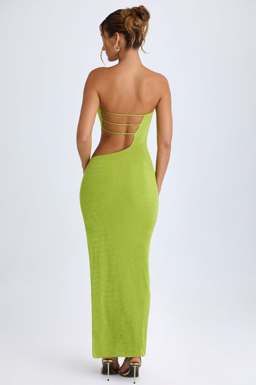 Cut-Out Bandeau Maxi Dress in Pear Green - 2
