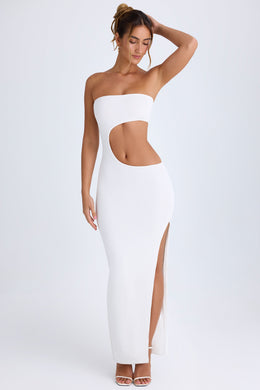 Cut-Out Bandeau Maxi Dress in White