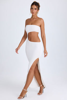 Cut-Out Bandeau Maxi Dress in White