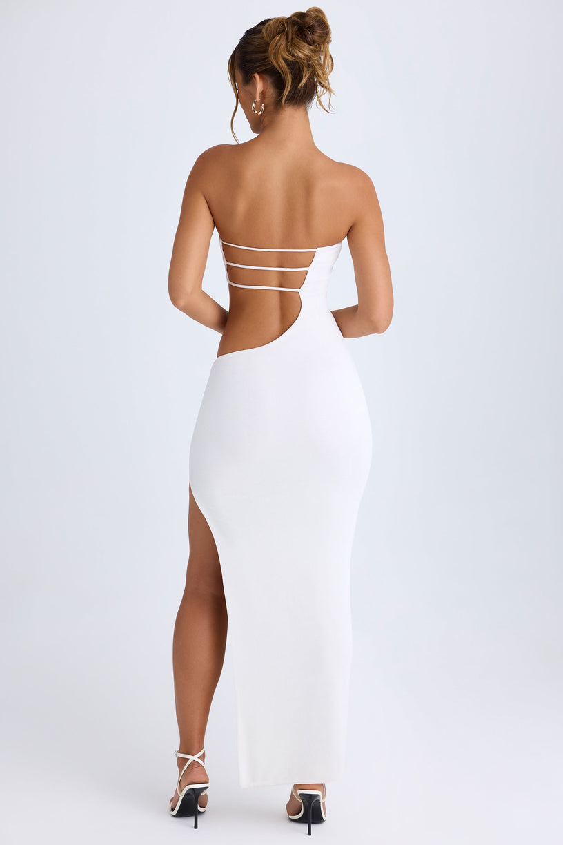 Cut-Out Bandeau Maxi Dress in White - 2