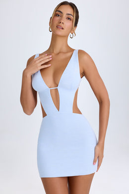 Cut-Out A-Line Mini Dress in Periwinkle Blue