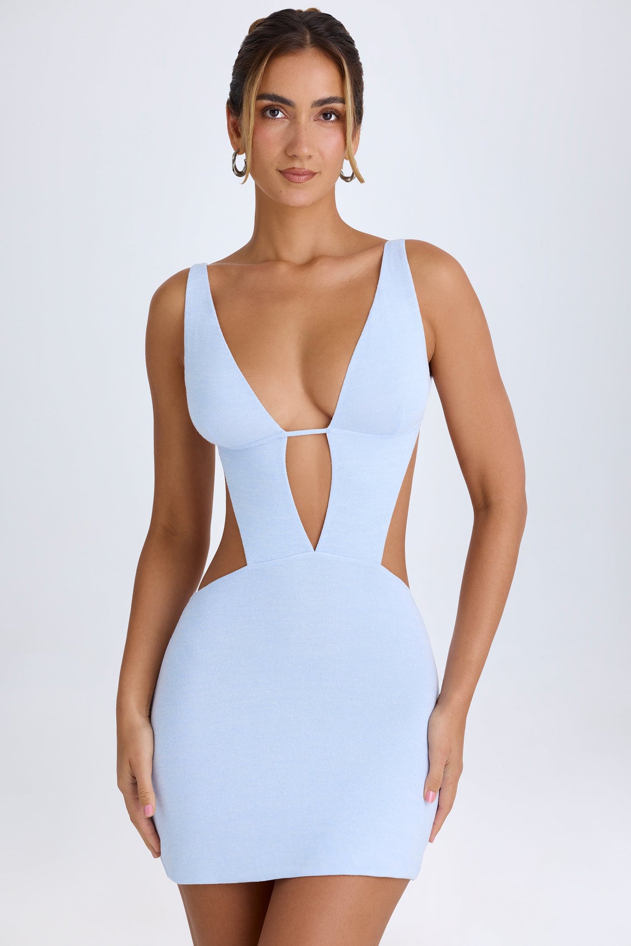 Cut-Out A-Line Mini Dress in Periwinkle Blue