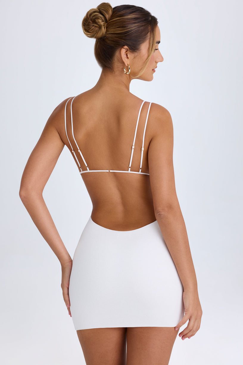 Cut-Out Open-Back Mini Dress in White - 2