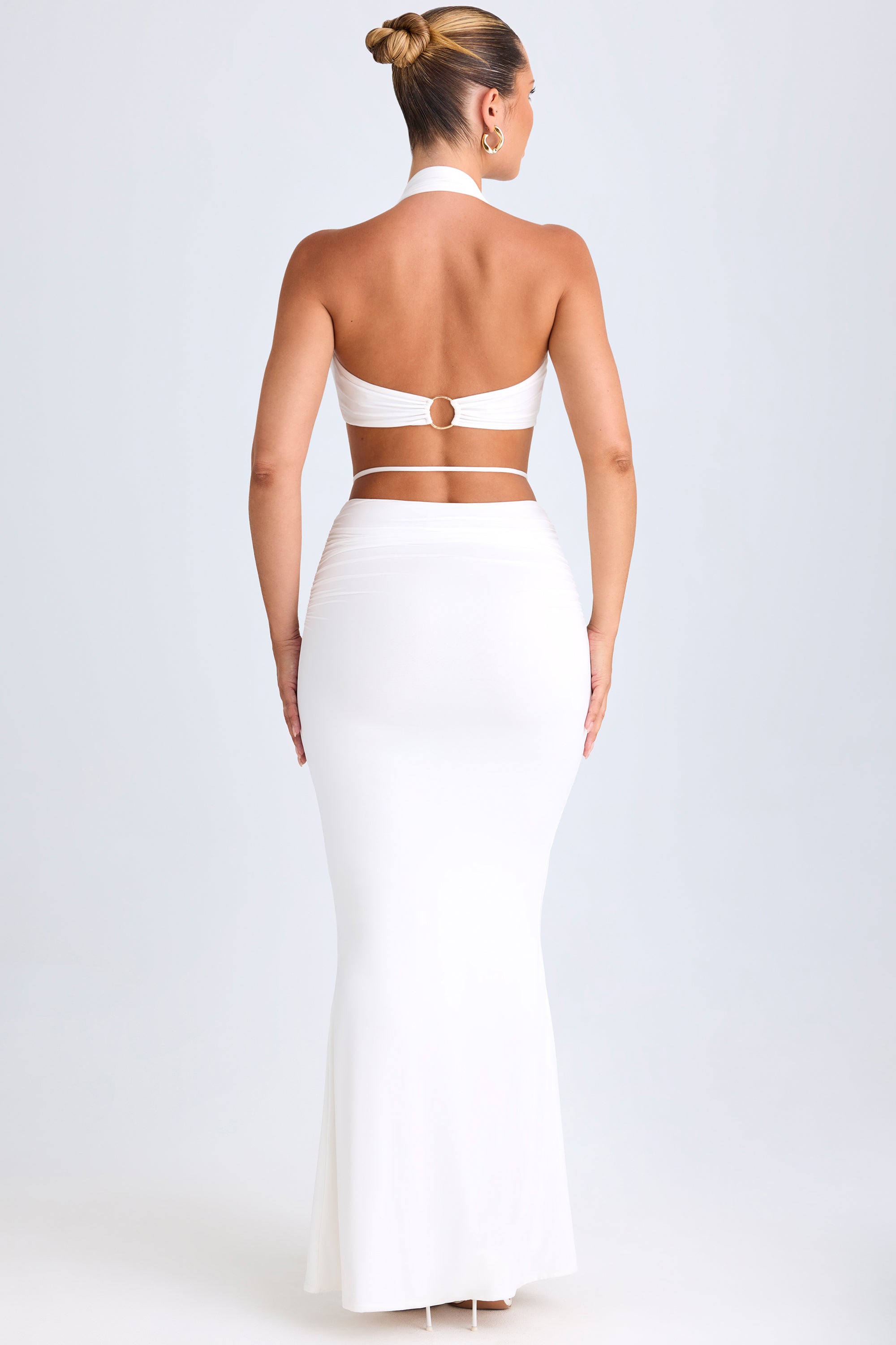 Hardware-Detail Mid-Rise Maxi Skirt in White