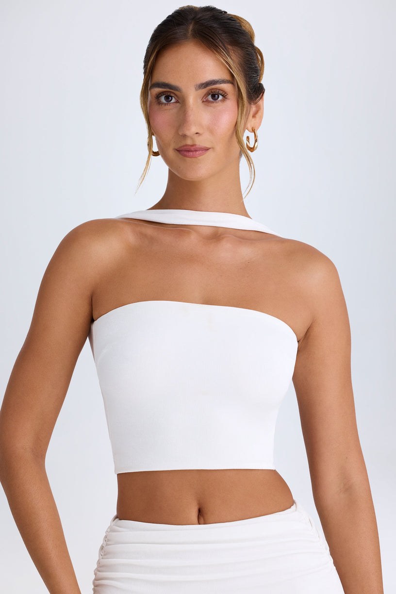 Choker-Detail Bandeau Top in White - 2