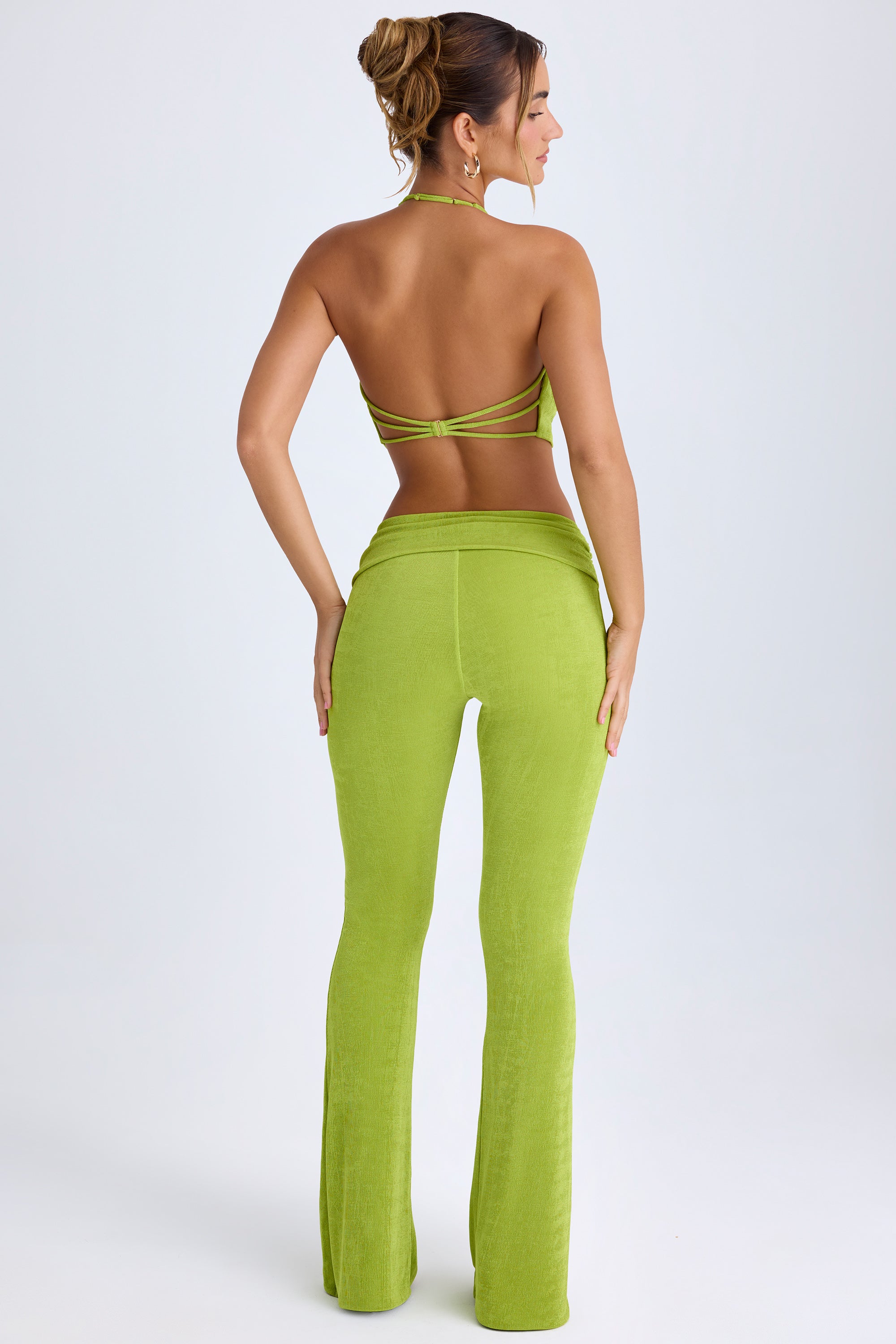 Tall Ruched Mid-Rise Trousers in Pear Green