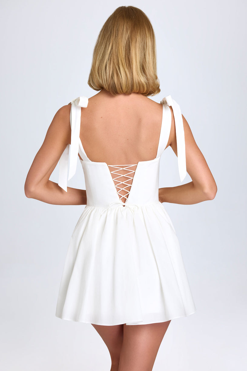 Ruched Corset Mini Dress in White - 2
