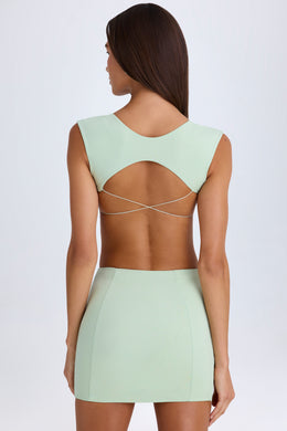 Cut-Out Lace-Up Mini Dress in Green