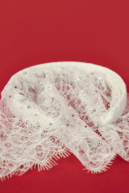 Lace Veil Headband in White