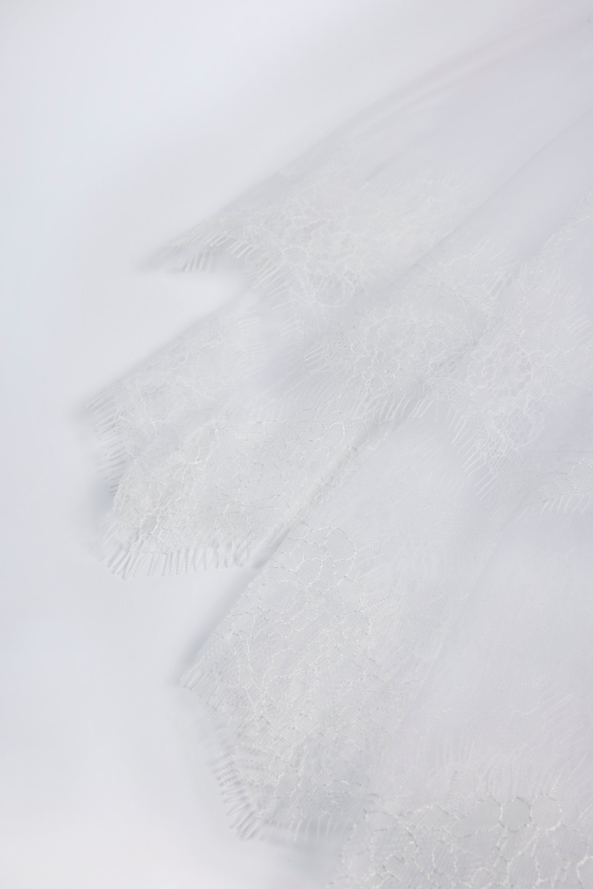 Lace-Trim Veil in White