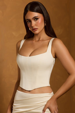 Lace-Up Corset Top in Ivory