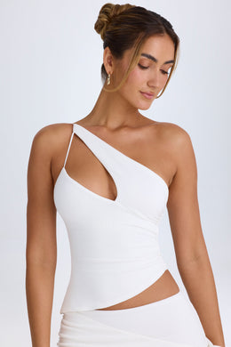 Asymmetric Cut-Out Top in White