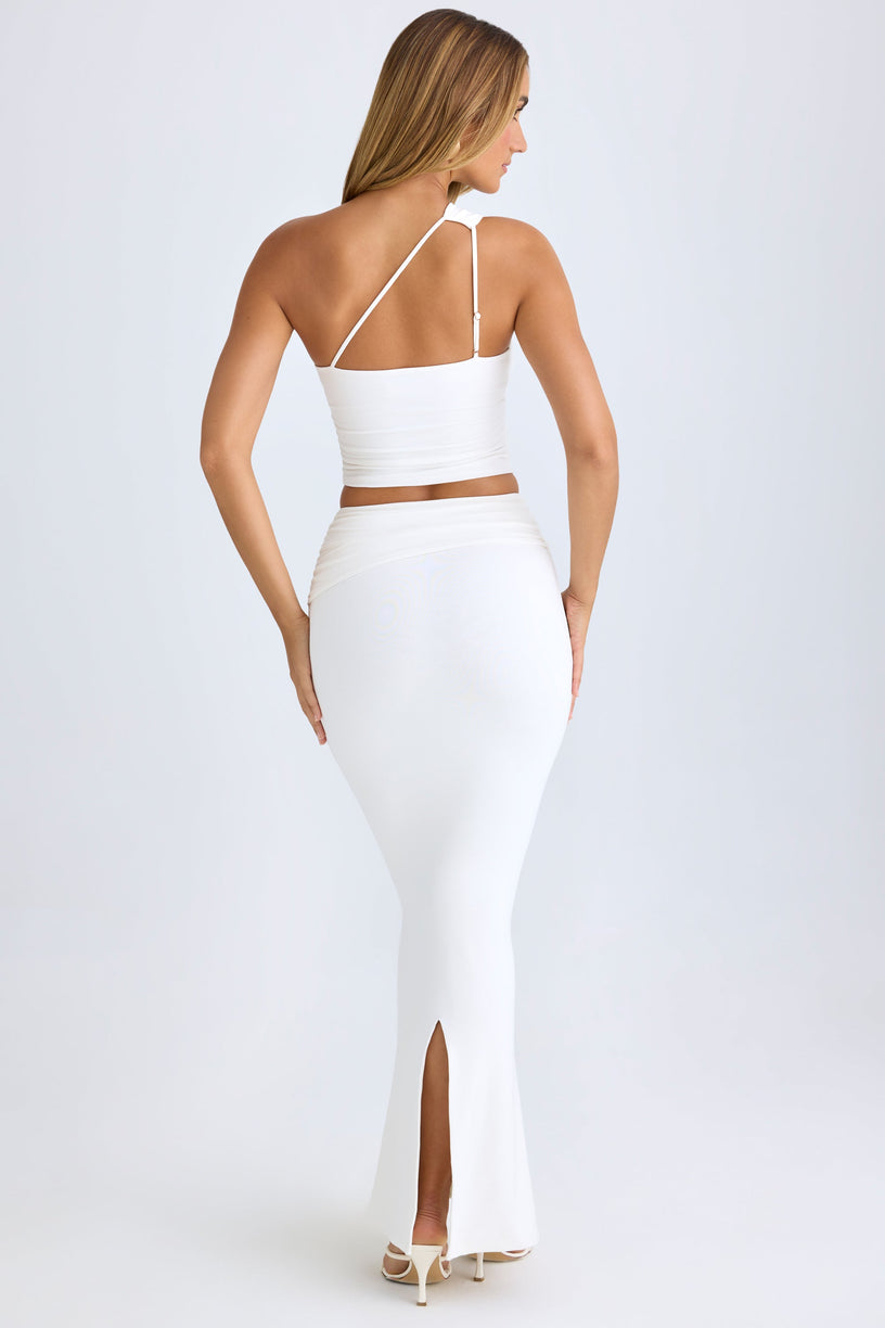 Modal Twist-Front Maxi Skirt in White - 2