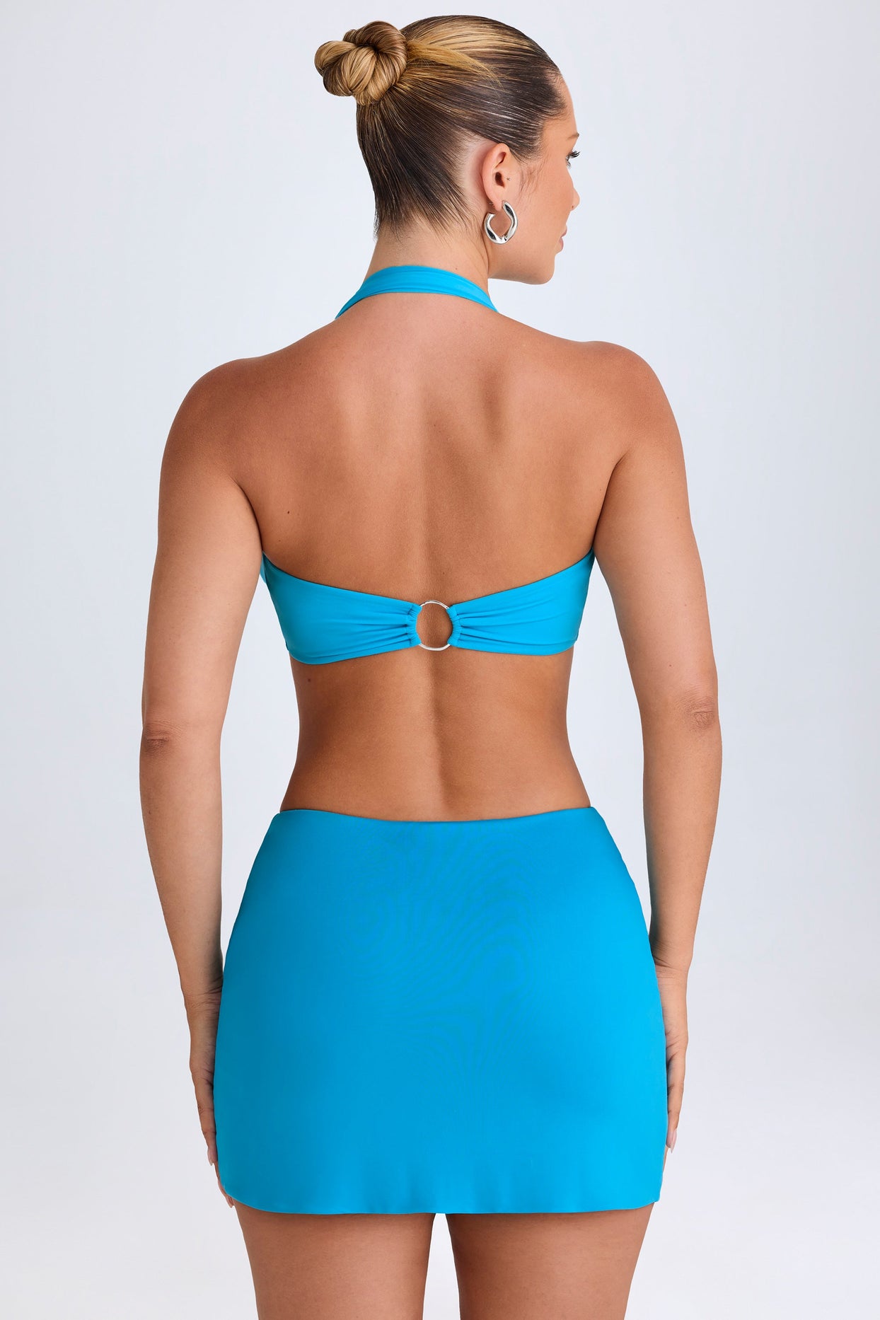 Mid-Rise Micro Mini Skirt in Aqua Blue - 2