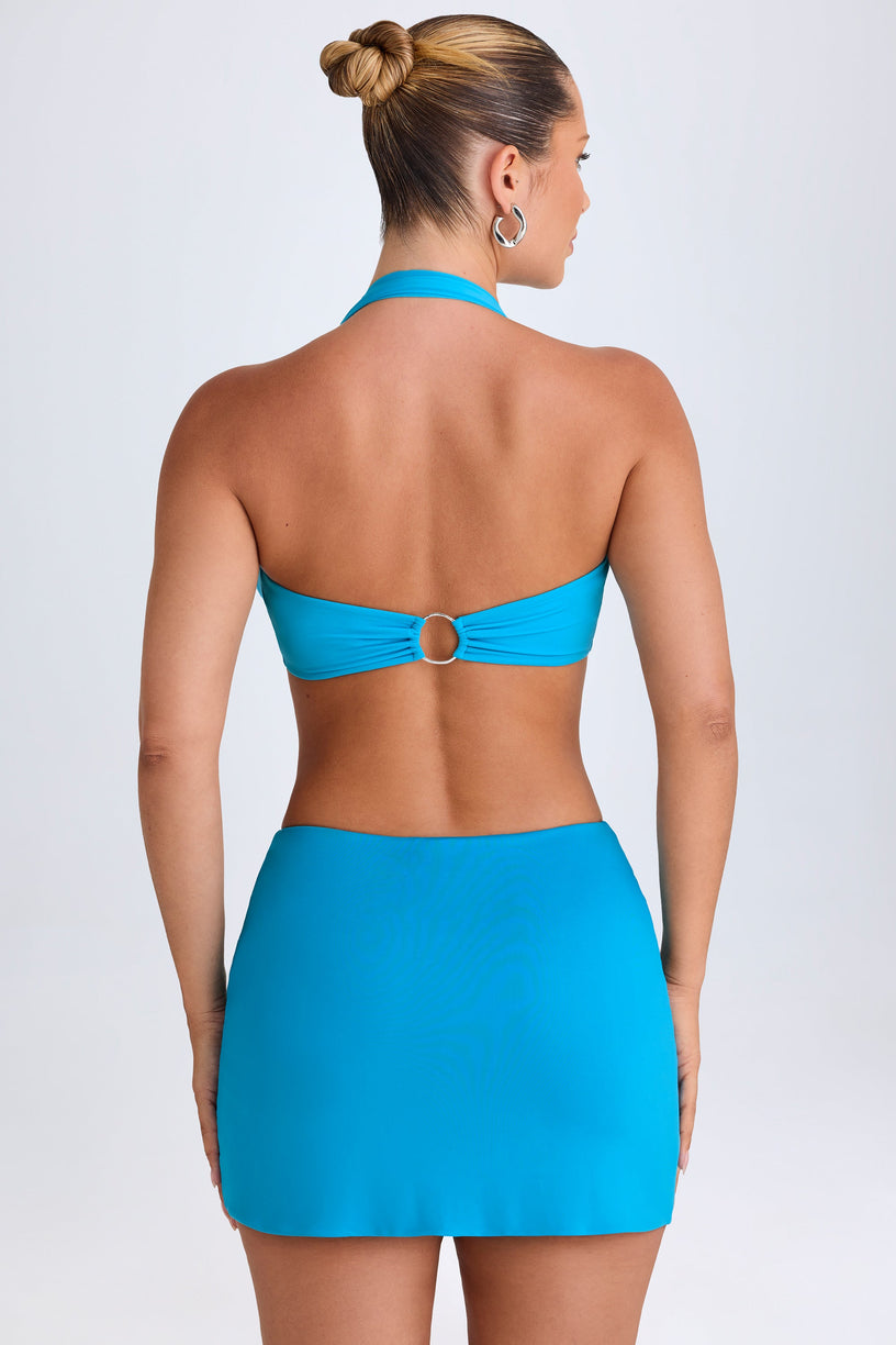 Mid-Rise Micro Mini Skirt in Aqua Blue - 2