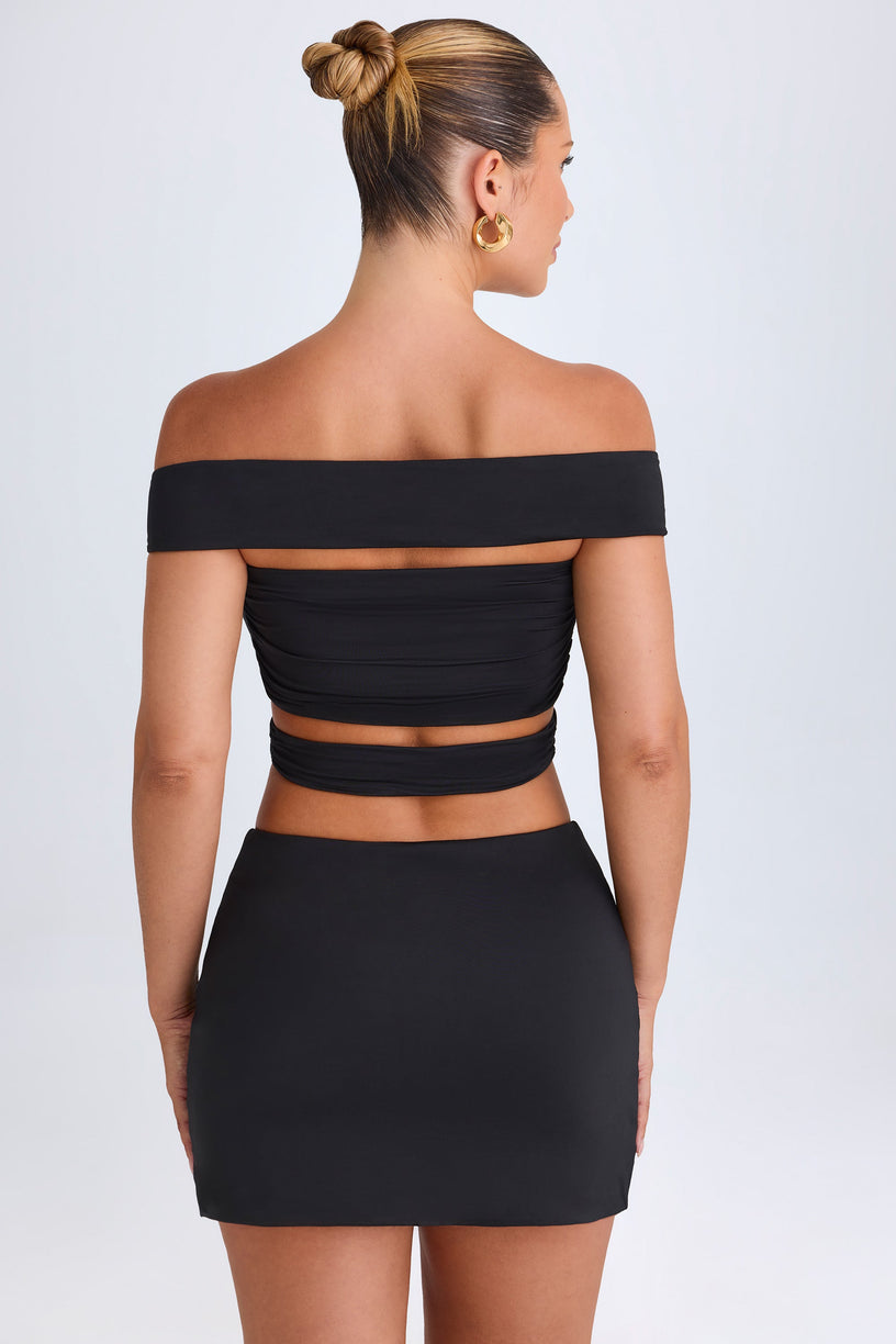 Mid-Rise Micro Mini Skirt in Black - 2