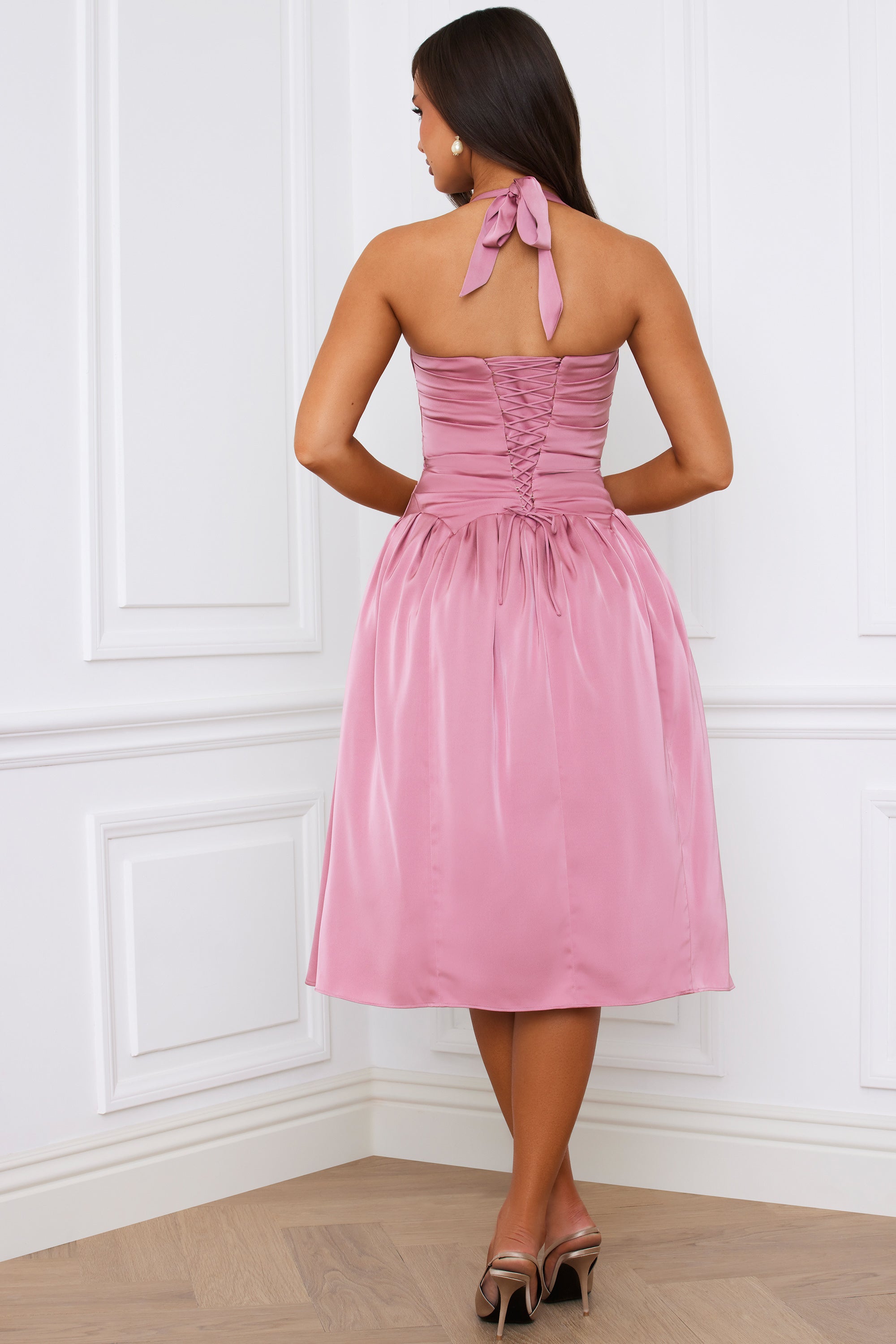 Mauve lace midi dress sales