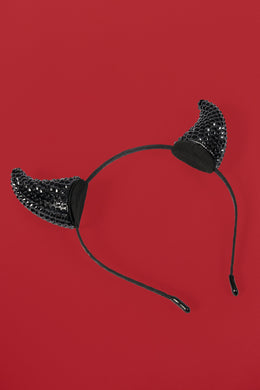 Devil Horns Headband in Black