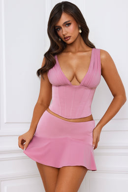 Longline Lace-Up Corset Top in Mauve