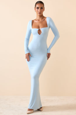 Modal Keyhole Cut-Out Maxi Dress in Ice Blue