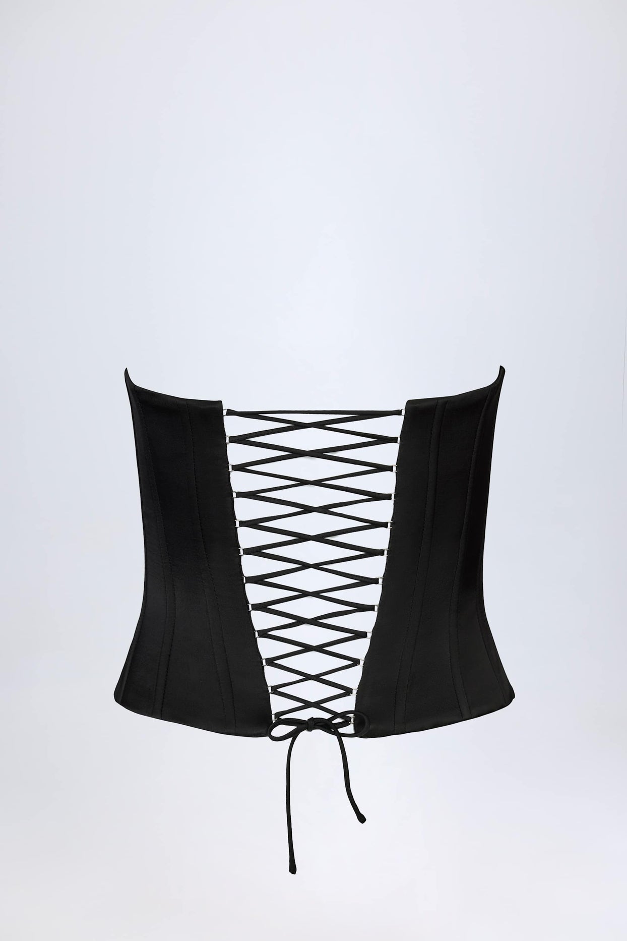 Lace-Up Corset Top in Black