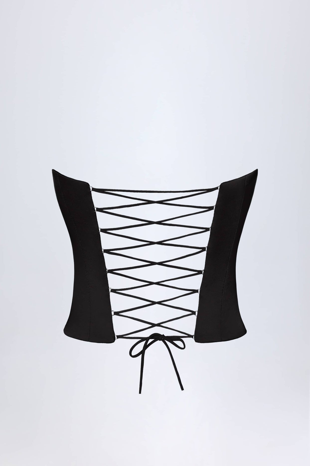 بلوزة كورسيه منحنية برباط باللون الأسود