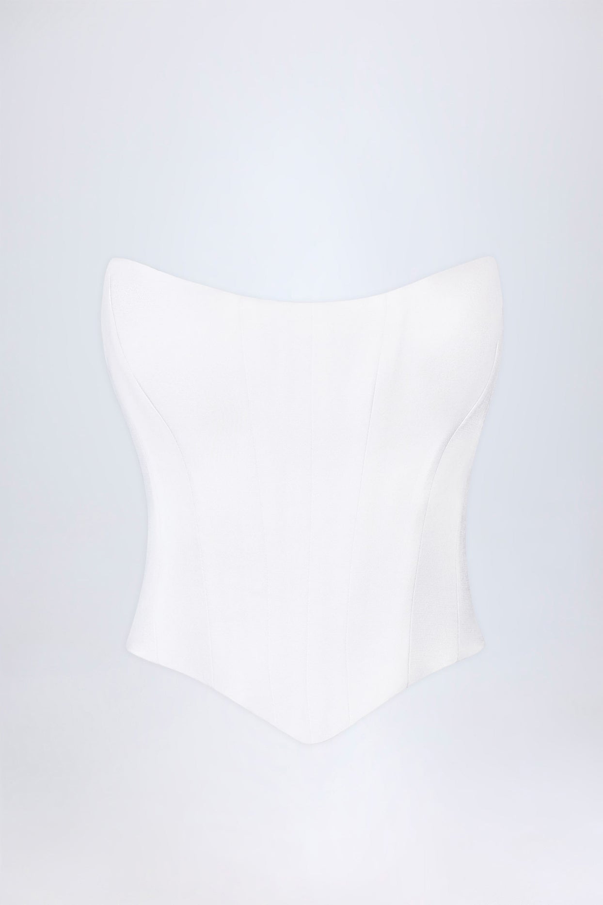 Curved Lace-Up Corset Top in White