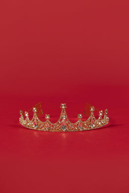 Crystal-Embellished Tiara in Gold Tone