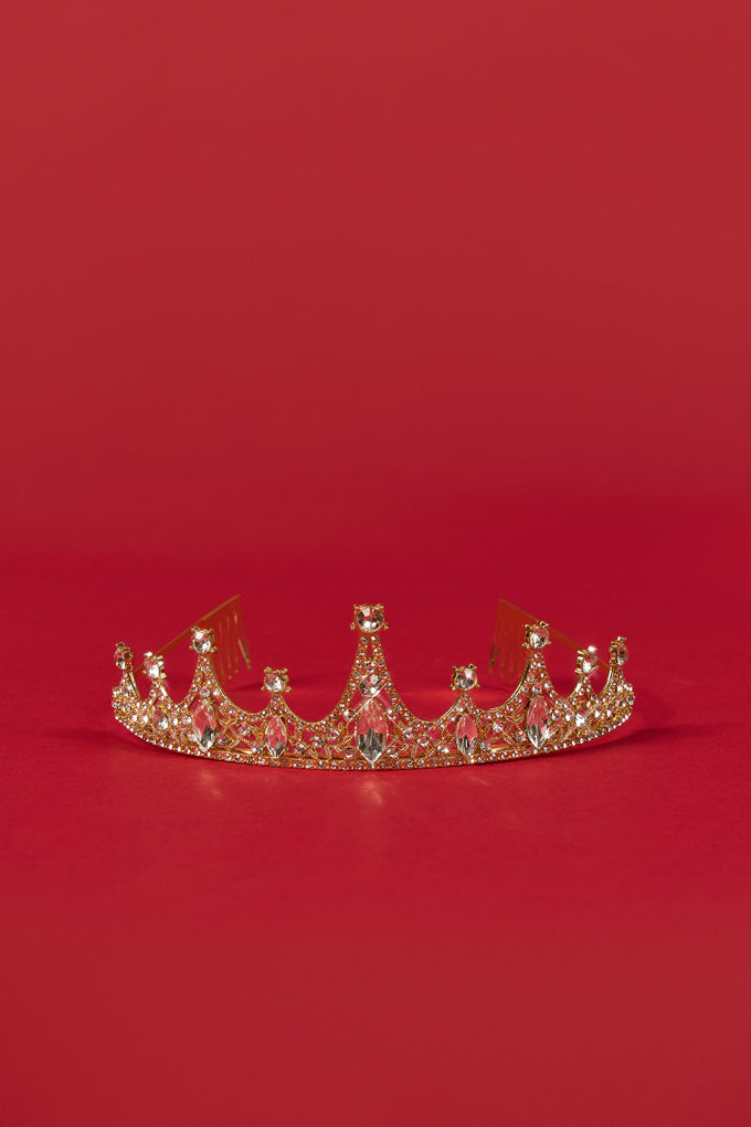 Crystal-Embellished Tiara in Gold Tone